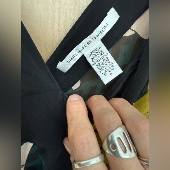 Diane Von Furstenberg Yellow and Black Floral Midi Dress - Picture 7 of 14